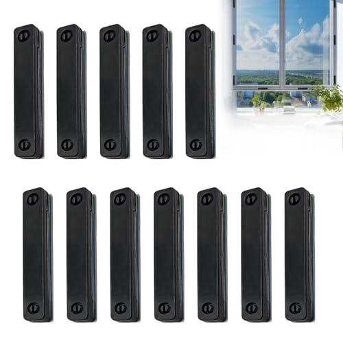Magnete für Fliegengitter, 12er Set Magnete zum Kleben für Insektenschutzgitter, Selbstklebend Fliegengitter Fenster Clips, Magnetbefestigung für Moskitonetz, Netzvorhänge (Schwarz) von Yabound