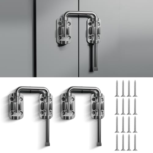Türriegel 90°/180°, 2 Stück Edelstahl Klein Schiebetür Schloss mit Schrauben, Sicherheitsriegel für Türen, Fenster, Gärten, Badezimmer (Grau) von Yabound