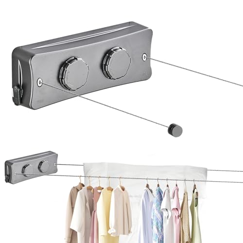 Wäscheleine Ausziehbar, 5.1M Edelstahlseil, Nicht Durchhängende Einziehbare WäScheleine, Wäscheleine Ausziehbar Wand für Balkon, Waschküche, Schlafzimmer, Hotel Wäscheleine Ausziehbar, 5.1M Edelstahlseil, Nicht Durchhängende Einziehbare WäScheleine, Wäscheleine Ausziehbar Wand für Balkon, Waschküche, Schlafzimmer, Hotel von Yabound