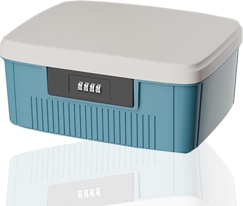 Yabound Abschließbare Box, ABS Medikamentenbox mit 4-Stelligem Zahlenschloss, 2 Schicht Kombinationsschloss Medizinbox für Medikamente, Gadgets (Blau) von Yabound