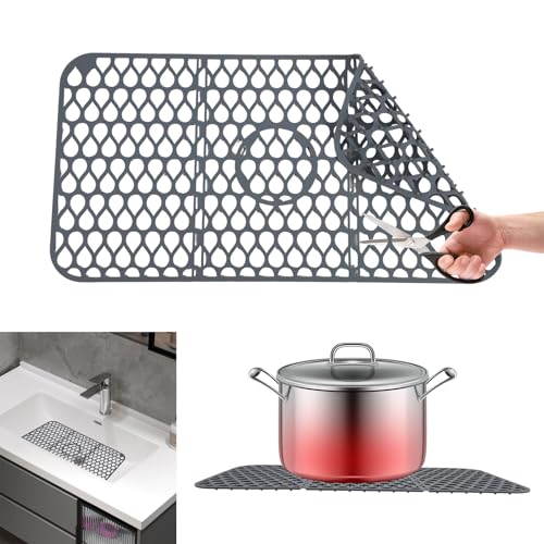 Yabound Spülbeckeneinlage Silikon, Rutschfeste, Faltbare Mehrzweck-Silikon Küchen Abtropfuntersetzer, Spülbecken Matte zum Abstellen und Trocken, 66 x 35 cm von Yabound
