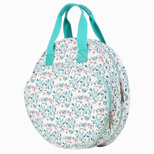 Yabound Stickerei-Taschen-Organizer, Tragetasche für Stickzubehör mit Mehreren Taschen und Tragegriff, Tragbare Basteltasche Sticktwist, Stickrahmen, Faden (46 x 32 x 10,5 cm, Rund) von Yabound