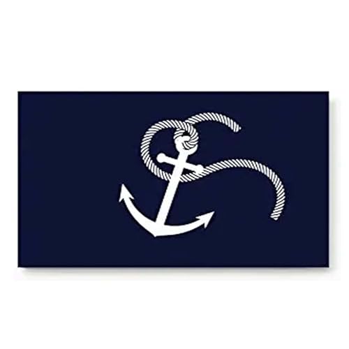YACANNA Fußmatte für Innen Außen Waschbare Weißer Nautischer Anker Marineblau Fußmatte Eingangsmatte Bodenmatte Teppich Haustür Badezimmermatten rutschfest 50x80cm von Yacanna