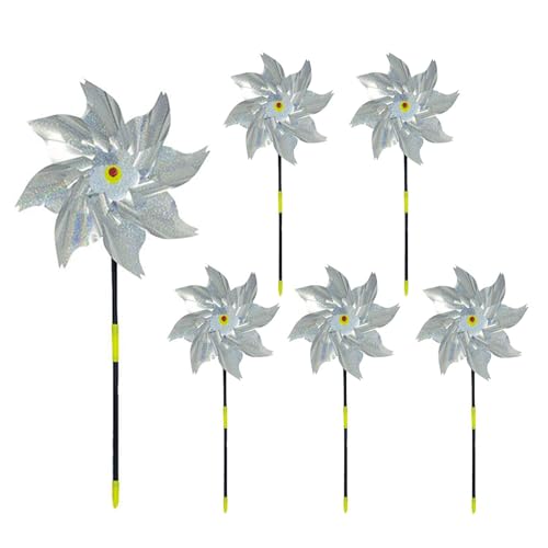 Yaclonq 6 Pack Reflektierende WindräDer Mit PfäHlen, Vogel-WindräDer, Extra Funkelnde WindräDer FüR Gartendekoration, für Vogel abwehr Dekoration to Protect Garten Hof Dach von Yaclonq