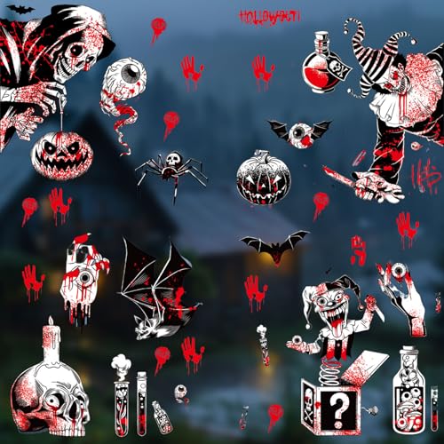 Yaclonq 80pcs Halloween Fensteraufkleber: Horror Realistische Blutige Aufkleber für Halloween Fensterdeko Bloody Handprints Yaclonq 80pcs Halloween Fensteraufkleber: Horror Realistische Blutige Aufkleber für Halloween Fensterdeko Bloody Handprints von Yaclonq