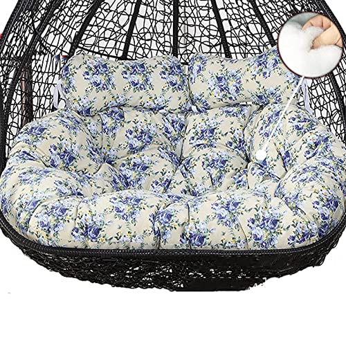 Doppelt Sitzkissen für Hängesessel Rund, 2 Personen Balkon Schaukel Stuhlkissen Kissen Outdoor Ei Stuhlkissen, Verdicken Wasserdicht Ersatzkissen für Wicker Rattan Swing(Color:Flower 3) von Yadlan