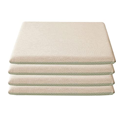 Yadlan 4er Set rutschfeste Sitzkissen Eckig, Stuhlkissen Landhausstil mit BäNdern, 40x40 cm rutschfest Waschbar KüChenstuhl Stuhlauflagen(Color:Beige) von Yadlan