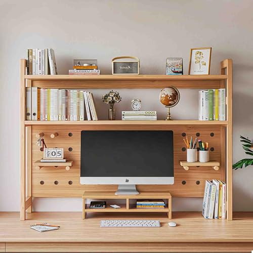 Yadlan Schreibtisch Organizer Holz, Mehrzweck Bücherregal für Den Schreibtisch, Hölzerner Schreibtisch Organizer mit Gitterfach für Computertische, Büro Organizer Schreibtisch von Yadlan