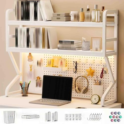 Yadlan Schreibtischregal, BüCherregal, 2 -Ebenen Schreibtisch Organizer Regal Aus Metall, BüRo Desktop BüCherregal mit Gitterfach, für BüRo Arbeitszimmer Wohnheim White 95cm Yadlan Schreibtischregal, BüCherregal, 2 -Ebenen Schreibtisch Organizer Regal Aus Metall, BüRo Desktop BüCherregal mit Gitterfach, für BüRo Arbeitszimmer Wohnheim White 95cm von Yadlan