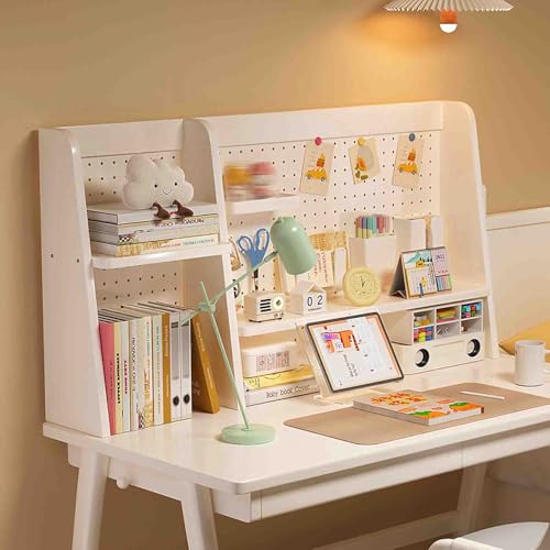 Yadlan Schreibtischregal de Holz, Aus Hochwertigem Holz Gefertigt mit Verdickten Platten Stabil und Langlebig, Desk Shelf for Home Office Dorm White 115cm von Yadlan