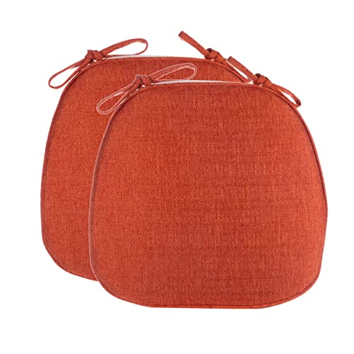 Yadlan Sitzkissen 40x40 Outdoor, Stuhlkissen Halbrund Landhausstil, Sitzpolster Stuhl, Waschbar Sitzkissen Esszimmerstuhl Oval, Sitzkissen KüChenstuhl mit Abnehmbarem Bezug Orange von Yadlan