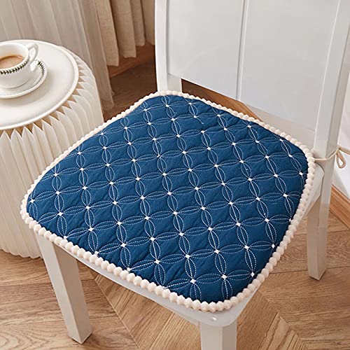 Yadlan Stuhlkissen 45x45 mit BäNdern, 4er Set Kissen für EsszimmerstüHle Halbrund, Sitzkissen Stuhl Outdoor, Sitzpolster für GartenstüHle Memory Foam Stuhlkissen für Die AußEnterrasse Deep Blue von Yadlan