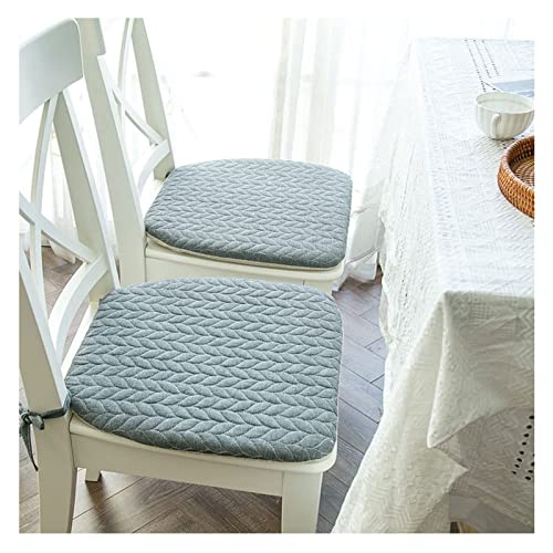 Yadlan Stuhlkissen Landhausstil mit BäNdern, Esszimmerstuhl Sitzkissen 40x40 4er Set, Waschbar Halbrund Stuhlauflagen KüChenstuhl, Universell für alle Jahreszeiten(Color:Grau) von Yadlan