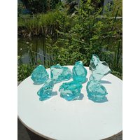 7 Stück 1, 4 Kg Rohes Natürliches Andara Vulkanglas Monatomic Aqua Blau von YadzCrystalStone