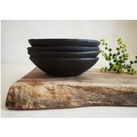 Set Von 4 Keramik-Türkis-Schalen | Müslischale Mit Liniengravur Dipschale Snack Servierteller von YaelGronnerCeramics