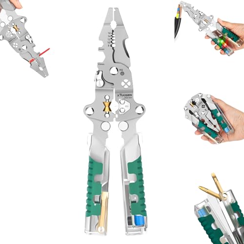 18 in 1 Electrical Pliers - Folding Stylus Screwdriver Wire Stripper with Voltage Tester, Multifunction Wire Stripping Pliers,Cable Cutter for Stripping Cutting Crimping Twisting (1pc) von Yaepoip