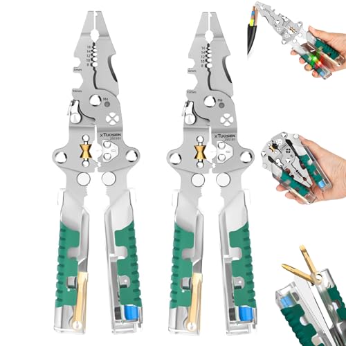 18 in 1 Electrical Pliers - Folding Stylus Screwdriver Wire Stripper with Voltage Tester, Multifunction Wire Stripping Pliers,Cable Cutter for Stripping Cutting Crimping Twisting (2pcs) von Yaepoip