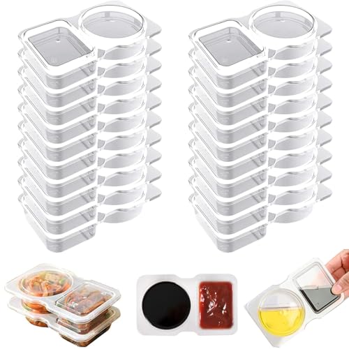 Yaepoip Reusable Snack Containers with Lids, Reusable Snack Packs, Double Compartment Snack Containers, Reusable Snack Pack Containers 2 Compartments, Mini Snack Containers (20pcs) von Yaepoip