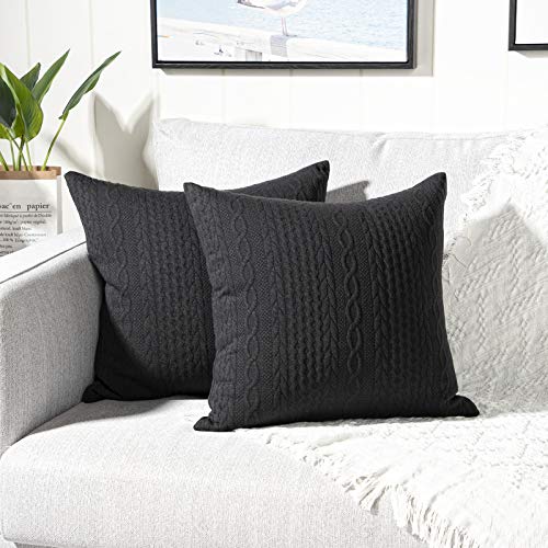 Yaertun 2er Set Superweichen Kissenbezüge Dekokissen Kissenbezug Sofakissen Dekorativ Couchkissen Kissenhülle Bezug Weich für Wohnzimmer Schlafzimmer 16x16 Inch, 40x40 cm Schwarz von Yaertun