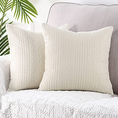 Yaertun 2er Set Superweichen Kissenbezüge Dekokissen Kissenbezug Sofakissen Dekorativ Couchkissen Kissenhülle Bezug Weich für Wohnzimmer Schlafzimmer 18x18 Inch, 45x45 cm Beige von Yaertun