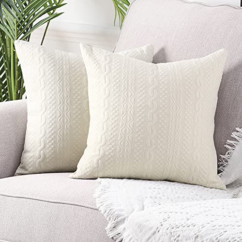 Yaertun 2er Set Superweichen Kissenbezüge Dekokissen Kissenbezug Sofakissen Dekorativ Couchkissen Kissenhülle Bezug Weich für Wohnzimmer Schlafzimmer 20x20 Inch, 50x50 cm Beige von Yaertun