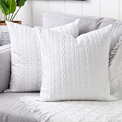 Yaertun 2er Set Superweichen Kissenbezüge Dekokissen Kissenbezug Sofakissen Dekorativ Couchkissen Kissenhülle Bezug Weich für Wohnzimmer Schlafzimmer 20x20 Inch, 50x50 cm Weiß von Yaertun