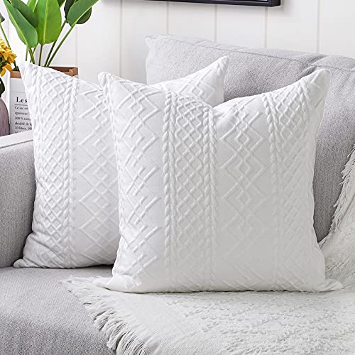 Yaertun 2er Set Superweichen Kissenbezüge Dekokissen Kissenbezug Sofakissen Dekorativ Couchkissen Kissenhülle Bezug Weich für Wohnzimmer Schlafzimmer 20x20 Inch, 50x50 cm Weiß von Yaertun