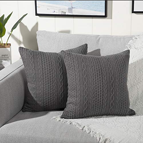 Yaertun 2er Set Superweichen Kissenbezüge Dekokissen Kissenbezug Sofakissen Dekorativ Couchkissen Kissenhülle Bezug Weich für Wohnzimmer Schlafzimmer 20x20 Inch, 50x50 cm grau von Yaertun