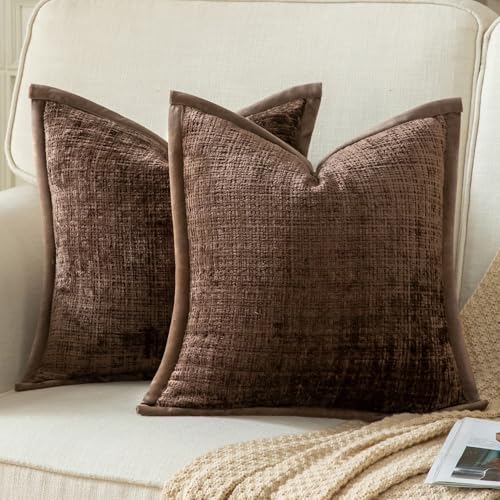 Yaertun 2er Set Kissenbezug Kaffeebraun 50x50cm Chenille Kissenbezüge Kissenhülle Dekokissenbezug sofakissen dekokissen deko Samtrückseite für Sofa Schlafzimmer Wohnzimmer Weiche Gemütliche Yaertun 2er Set Kissenbezug Kaffeebraun 50x50cm Chenille Kissenbezüge Kissenhülle Dekokissenbezug sofakissen dekokissen deko Samtrückseite für Sofa Schlafzimmer Wohnzimmer Weiche Gemütliche von Yaertun