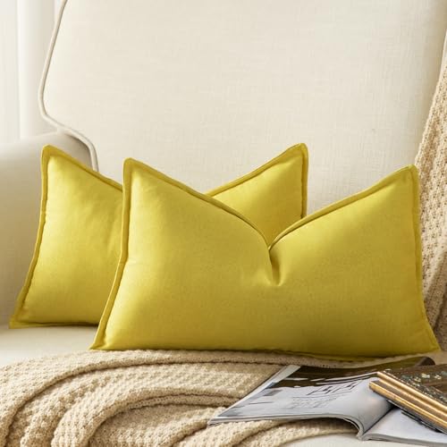 Yaertun 2er Set Leinen Reine Farbe dekorative Kissenbezug Moderne Kissenbezüge Schlafzimmer Sofa Wohnzimmer Dekokissen Bett Kissenhülle Sofakissen 40 x 60 cm Gelb Yaertun 2er Set Leinen Reine Farbe dekorative Kissenbezug Moderne Kissenbezüge Schlafzimmer Sofa Wohnzimmer Dekokissen Bett Kissenhülle Sofakissen 40 x 60 cm Gelb von Yaertun