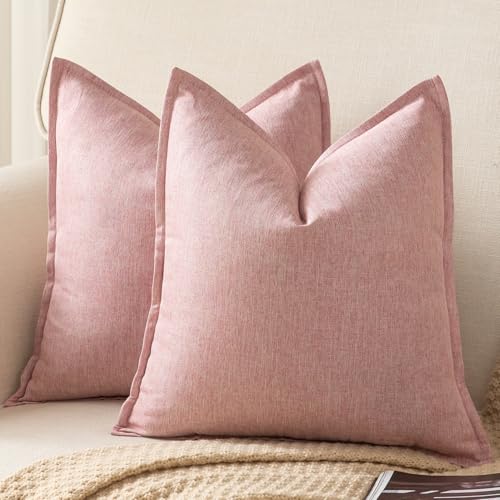 Yaertun 2er Set Leinen Reine Farbe dekorative Kissenbezug Moderne Kissenbezüge Schlafzimmer Sofa Wohnzimmer Dekokissen Bett Kissenhülle Sofakissen 55 x 55 cm Rosa Yaertun 2er Set Leinen Reine Farbe dekorative Kissenbezug Moderne Kissenbezüge Schlafzimmer Sofa Wohnzimmer Dekokissen Bett Kissenhülle Sofakissen 55 x 55 cm Rosa von Yaertun
