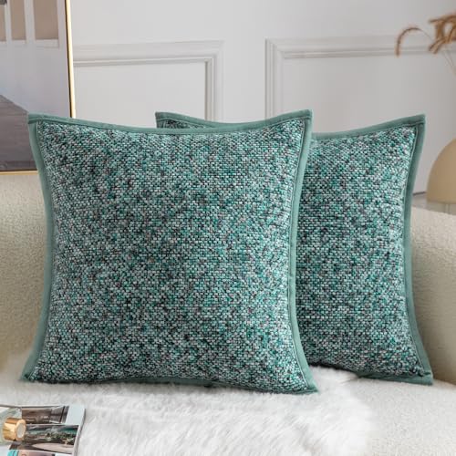 Yaertun Chenille Kissenbezug Tie-DyeDesign Kissenhülle Dekorative Sofakissen Dekokissen Zierkissenbezug Weicher Samt Rückseite Kissenbezüge für Wohnzimmer Schlafzimmer 2er Set 40x40 cm Teal von Yaertun