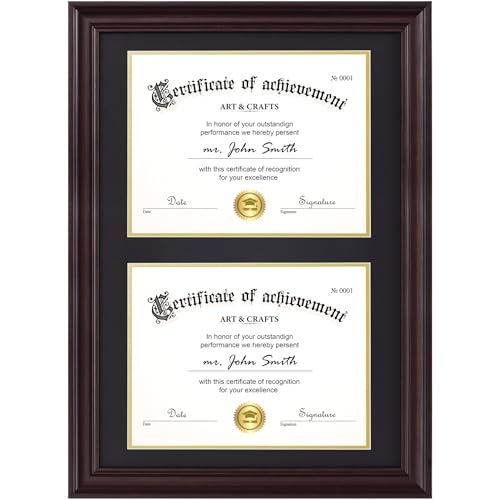 Yaetm Vertikaler doppelter Diplomrahmen, 35,6 x 50,8 cm, für zwei Zertifikate, Abschlussfeiern, Dokumente, gehärtetes Glas mit schwarz über goldfarbenen säurefreien Matten, Doppeldiplomrahmen, Yaetm Vertikaler doppelter Diplomrahmen, 35,6 x 50,8 cm, für zwei Zertifikate, Abschlussfeiern, Dokumente, gehärtetes Glas mit schwarz über goldfarbenen säurefreien Matten, Doppeldiplomrahmen, von Yaetm