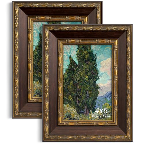 Yaetm Vintage-Bilderrahmen, 10,2 x 15,2 cm, kunstvoller Antik-Bronze, 10,2 x 15,2 cm, Rahmen mit Echtglas, 3,8 cm breite Zierleiste, zum Präsentieren von Fotos und Kunstdrucken auf Tisch- oder Yaetm Vintage-Bilderrahmen, 10,2 x 15,2 cm, kunstvoller Antik-Bronze, 10,2 x 15,2 cm, Rahmen mit Echtglas, 3,8 cm breite Zierleiste, zum Präsentieren von Fotos und Kunstdrucken auf Tisch- oder von Yaetm