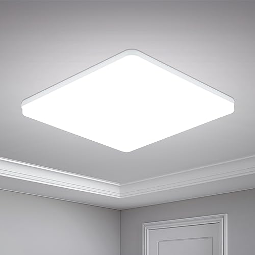 Yafido LED Deckenleuchte, 48W 4320 Lumen, Deckenlampe Flach 30cm, Kaltweiß 6500K, Deckenlicht für Badezimmer, Wohnzimmer, Küche, Schlafzimmer von Yafido