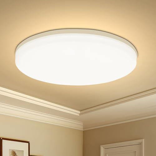 Yafido LED Deckenlampe 30cm 3000K Warmweiß, 48W 4320LM, Ultra Slim Flach Deckenlicht für Schlafzimmer, Wohnzimmer, Nicht Dimmbar, Gemütliches Licht von Yafido