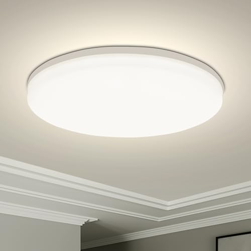 Yafido LED Deckenlampe Ultra Slim 48W 4320LM UFO LED Deckenleuchte Flach 4000K Neutralweiß LED Deckenleuchte für Wohnzimmer Schlafzimmer Büro Küche Badezimmer Ø30cm von Yafido