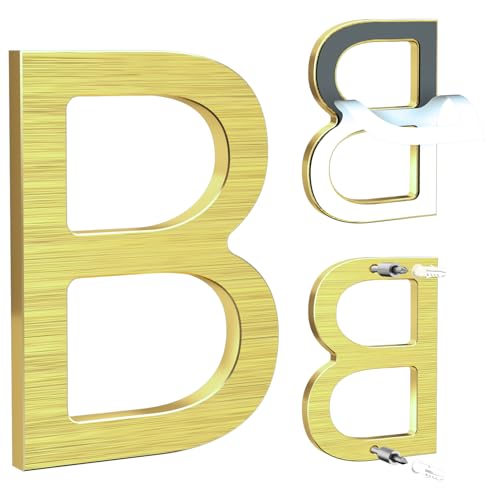 Hausnummer,12,5cm Aluminium Hausnummer,2 in 1 hausnummer klebend,selbstklebend oder verschraubbar,Aus massivem Aluminium mit gebürsteter Oberfläche,wetterfest,für Tür/Wand/Zaun/Garage -Gold B Hausnummer,12,5cm Aluminium Hausnummer,2 in 1 hausnummer klebend,selbstklebend oder verschraubbar,Aus massivem Aluminium mit gebürsteter Oberfläche,wetterfest,für Tür/Wand/Zaun/Garage -Gold B von Yafimea