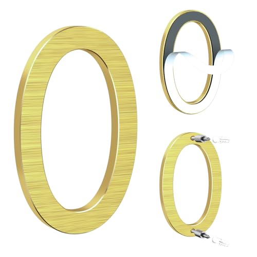Hausnummer,12,5cm Aluminium Hausnummer,2 in 1 hausnummer klebend,selbstklebend oder verschraubbar,Aus massivem Aluminium mit gebürsteter Oberfläche,wetterfest,für Tür/Wand/Zaun/Garage -Gold Ziffer 0 Hausnummer,12,5cm Aluminium Hausnummer,2 in 1 hausnummer klebend,selbstklebend oder verschraubbar,Aus massivem Aluminium mit gebürsteter Oberfläche,wetterfest,für Tür/Wand/Zaun/Garage -Gold Ziffer 0 von Yafimea