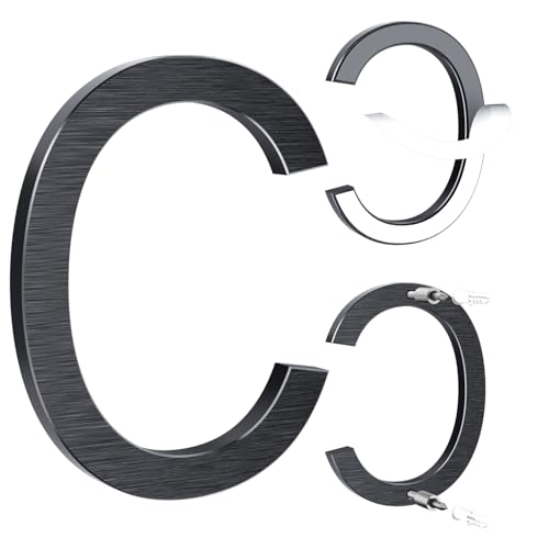 Hausnummer,12,5cm Aluminium Hausnummer,2 in 1 hausnummer klebend,selbstklebend oder verschraubbar,Aus massivem Aluminium mit gebürsteter Oberfläche,wetterfest,für Tür/Wand/Zaun/Garage-Schwarz C Hausnummer,12,5cm Aluminium Hausnummer,2 in 1 hausnummer klebend,selbstklebend oder verschraubbar,Aus massivem Aluminium mit gebürsteter Oberfläche,wetterfest,für Tür/Wand/Zaun/Garage-Schwarz C von Yafimea