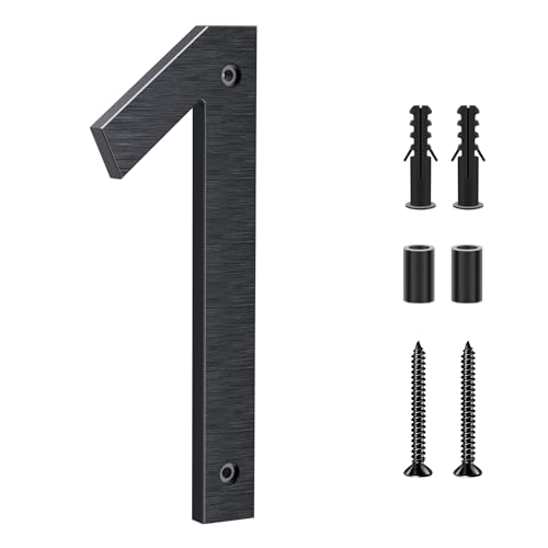 Yafimea Große Hausnummern für den Außenbereich, Metall, moderne Hausadressnummern für Haus, Aluminium, schwimmende Hausnummern für Wand, Straße, Garagentor, 20,3 cm, Schwarz (1) von Yafimea