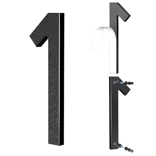 Yafimea 15 cm Hausnummer Schwarz, Große Hausnummer aus Kunststoff mit Klebe- oder Schraubmontage, Wetterfest für Außenbereich, 3D Floating-Effekt für Wand oder Zaun (1) von Yafimea
