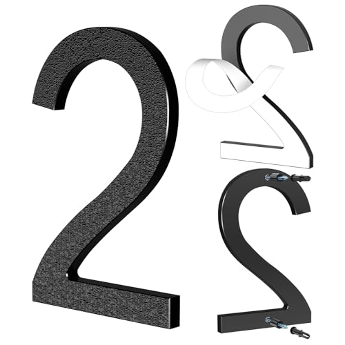 Yafimea 15 cm Hausnummer Schwarz, Große Hausnummer aus Kunststoff mit Klebe- oder Schraubmontage, Wetterfest für Außenbereich, 3D Floating-Effekt für Wand oder Zaun (2) von Yafimea