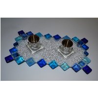Blautöne Shabbat Kerzenhalter Von Yafitglass Blautöne Shabbat Kerzenhalter Von Yafitglass von YafitGlass