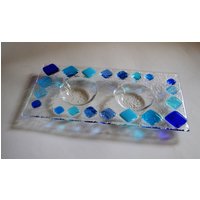 Blautöne Teelicht Shabbat Kerzenhalter Von Yafitglass Blautöne Teelicht Shabbat Kerzenhalter Von Yafitglass von YafitGlass