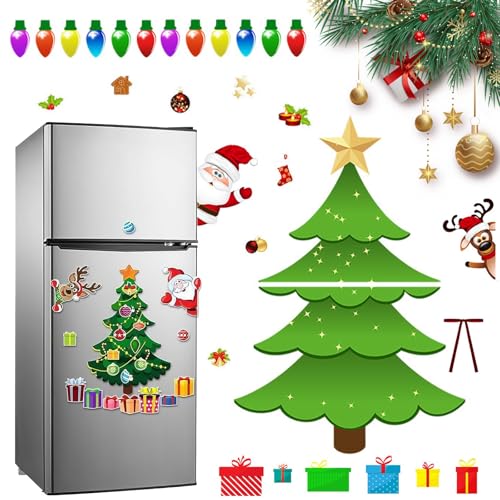 Magnetischer Aufkleber mit Weihnachtsmotiv, magnetischer Weihnachtsbaum for den Kühlschrank, einfach anzuwenden und zu entfernen, bringt Freude in diesen Feiertag, for magnetische Oberfläche(A-2) von Yagerod