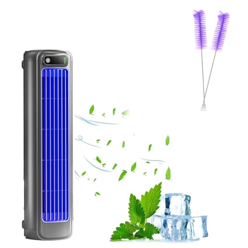 Sherum Cooling Ace Klimagerät, Portable Air Conditioner with 3 Speeds, Rechargeable Quiet Desktop Tower Fan, Compact, Long-Lasting Battery, Efficient Cooling (Grau, Plug-in Typ) von Yagerod