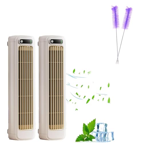 Sherum Cooling Ace Klimagerät, Portable Air Conditioner with 3 Speeds, Rechargeable Quiet Desktop Tower Fan, Compact, Long-Lasting Battery, Efficient Cooling (Beige *2, Plug-in Typ) von Yagerod