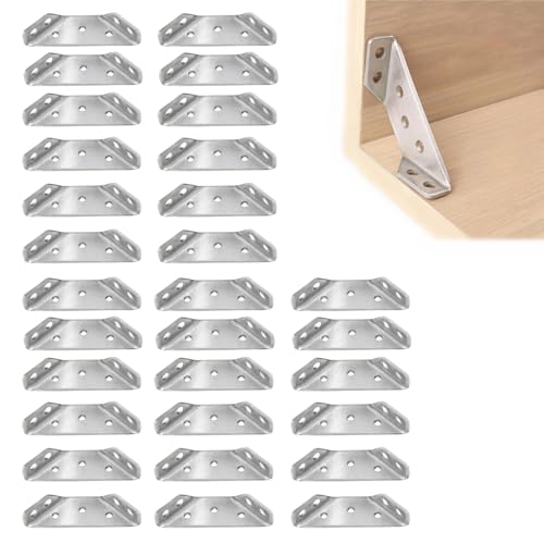 Universeller Möbel-Eckverbinder, universeller Möbel-Eckverbinder aus Edelstahl, Winkel-Eckverbinder aus Edelstahl, Metall-Winkelverbinder für Eckverbinder für Holzmöbel (30Pcs) von Yagerod