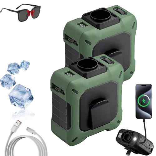 Yagerod Coolbelt Pro – Tragbarer Hüftventilator & Powerbank mit Tischständer, USB-Roller mit großer Kapazität und 100-fach einstellbarer Geschwindigkeit (B*2) von Yagerod